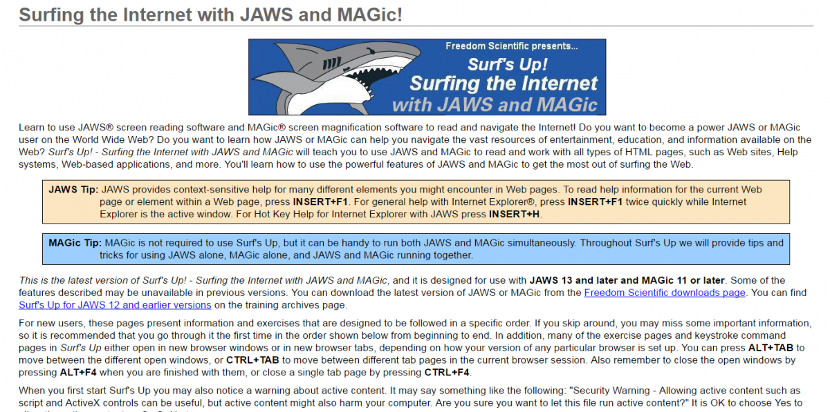 screenshot of SurfsUp website