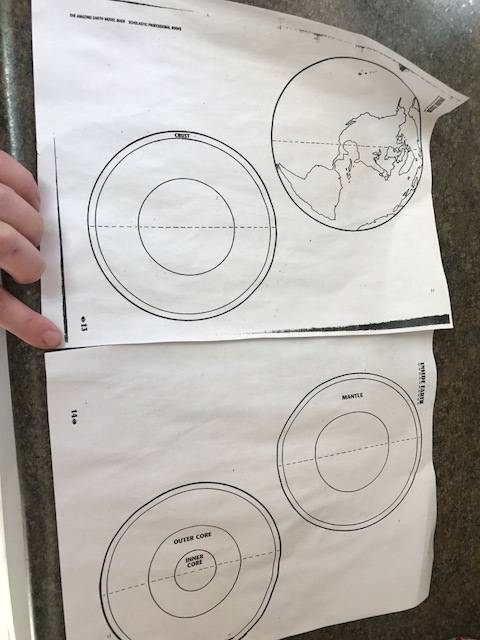 two black line worksheets to present the layers of the Earth