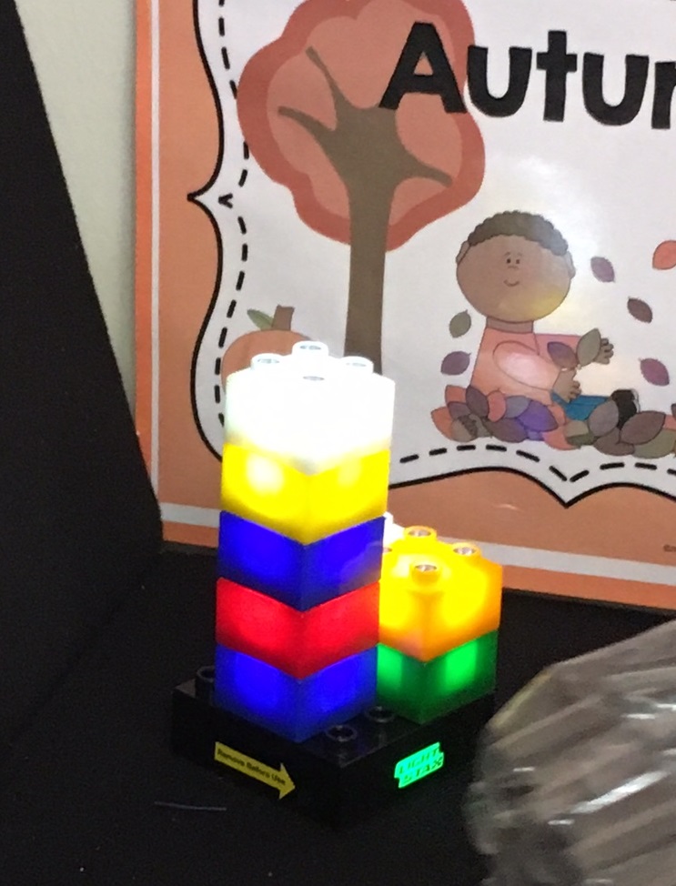 different colored lego blocks lit up