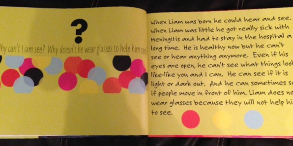 why can't liam see? why doesn't he wear glasses to help him see?