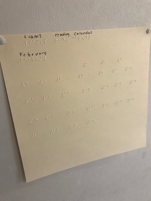 Braille reading calendar