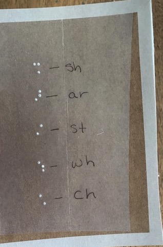 List of contractions:  sh, ar, st, wh, and ch