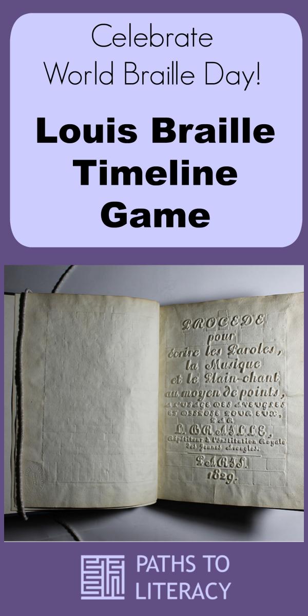 Collage of Louis Braille Timeline Game
