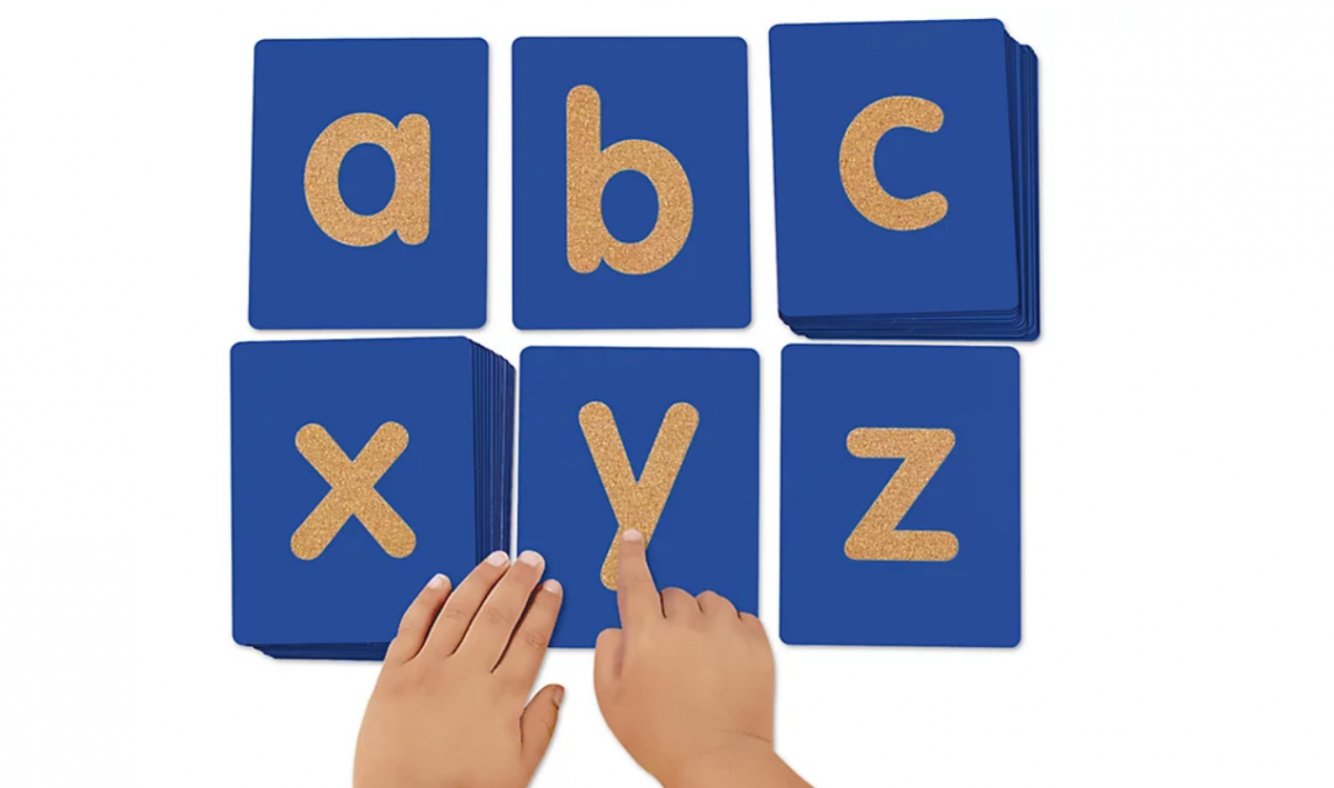 Lowercase flashcard letters a b c x y z
