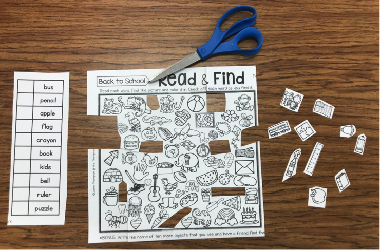 Cutting out the images matching the words Cutting out the images matching the words