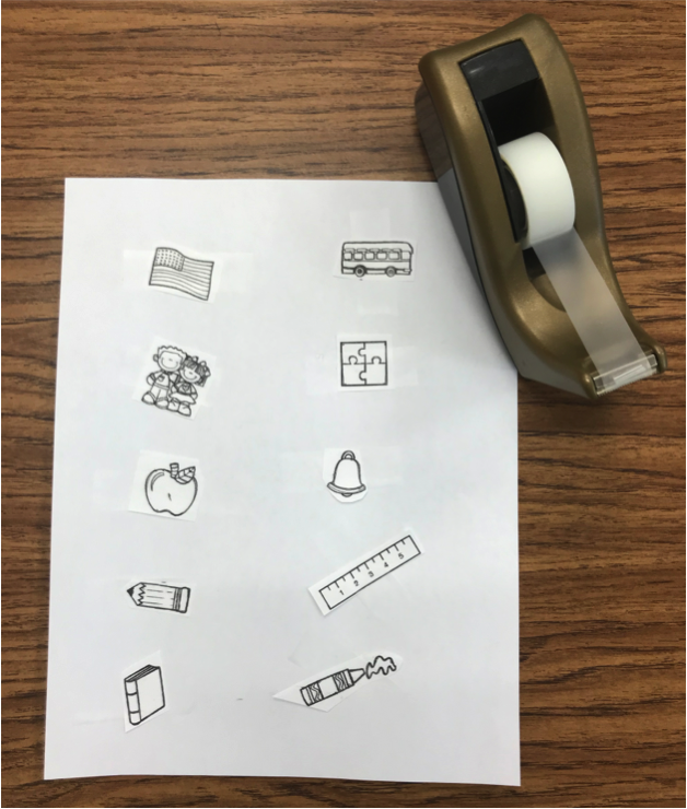Taping images to blank paper Taping images to blank paper