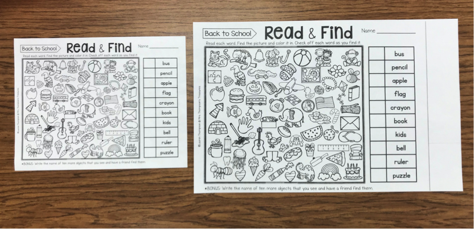 Enlarged worksheet Enlarged worksheet