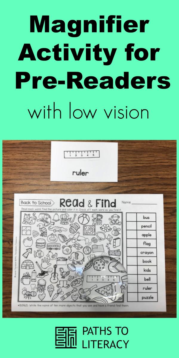 Collage of magnifier activity for pre-readers