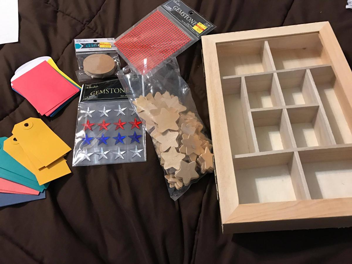 Materials for birthday box