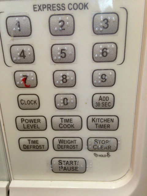 Braille labels on microwave