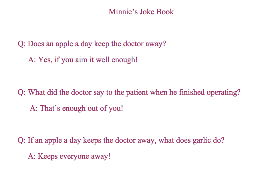 Minnie's joke book