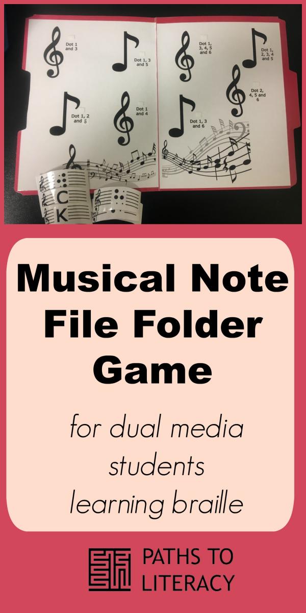 Collage of Musical Note Braille File Folder Game