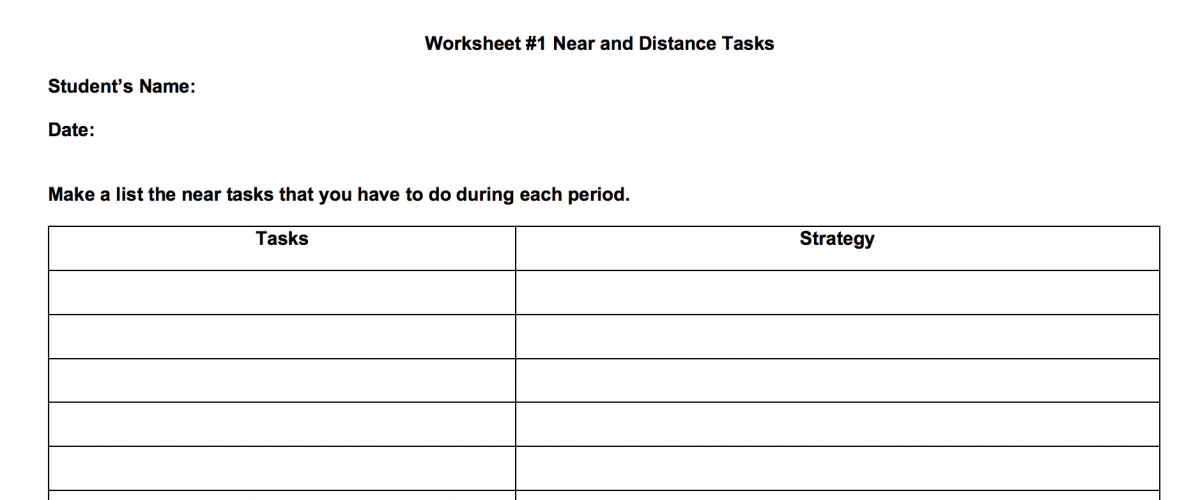 Worksheet #1:  Near and Distance Tasks