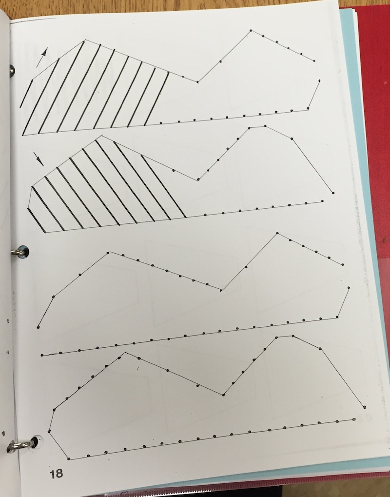 worksheet with lines and dots
