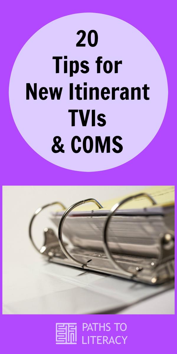 Collage of 20 tips for new itinerant TVIs and COMS
