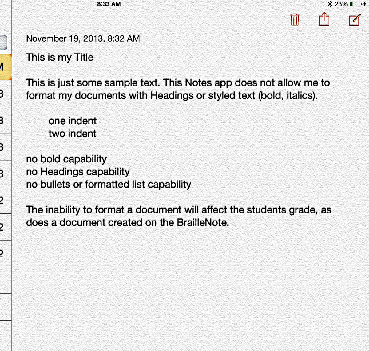 image of ios notes document