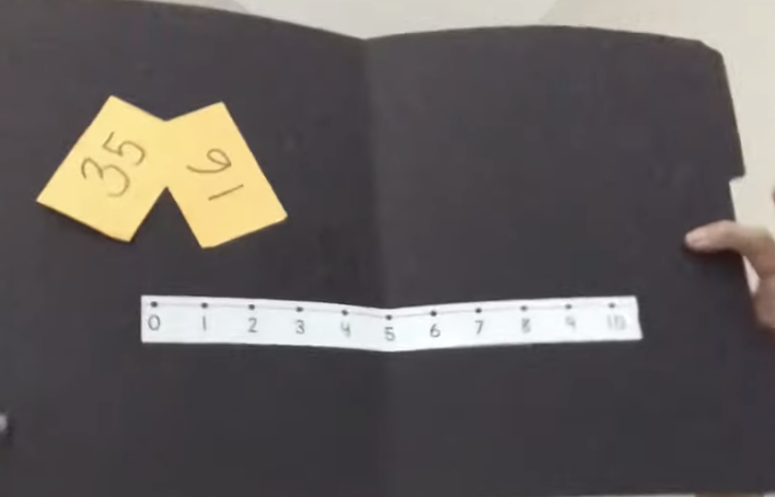 Number line on black file folder