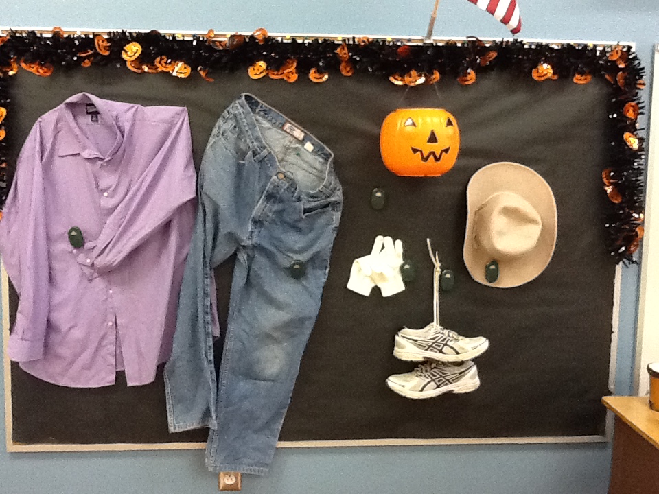 Interactive bulletin board with Halloween theme