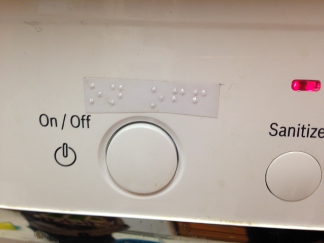on off switch on dishwasher with braille labels