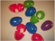 Plastic eggs & brailled numbers