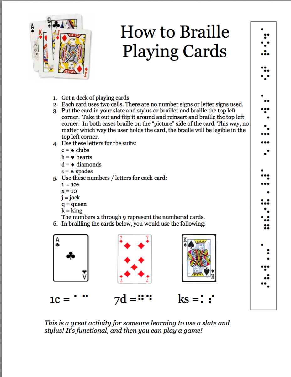 How to braille playing cards