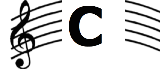 Treble clef and print letter c