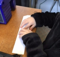 D reads the writing prompt she selected D reads the writing prompt she selected