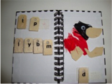 Notebook with braille letters to make rhyming words Notebook with braille letters to make rhyming words