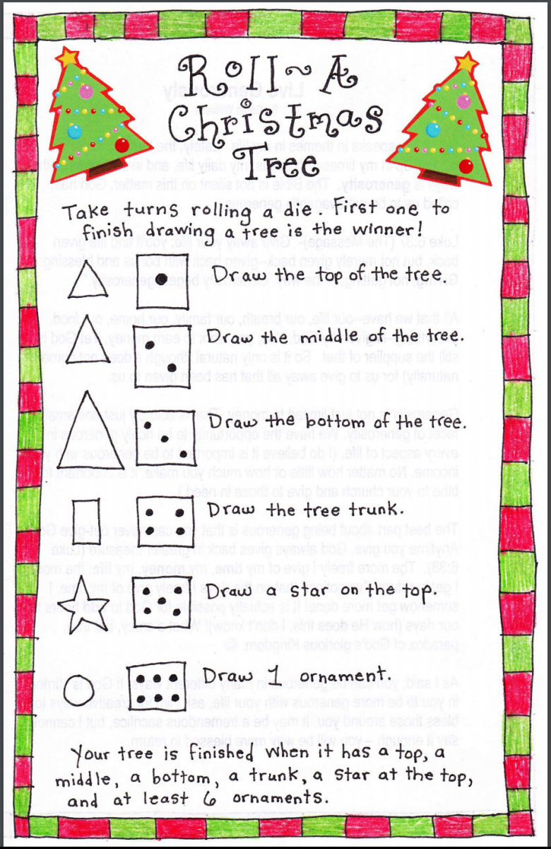 Roll a Christmas Tree directions