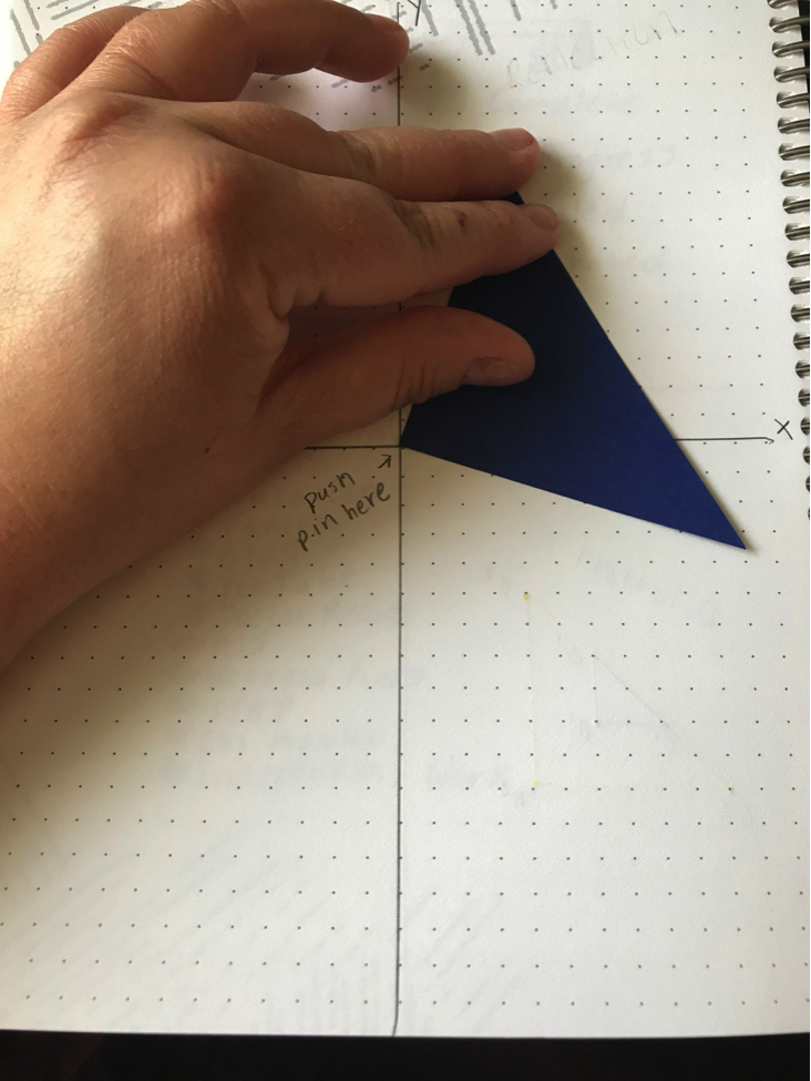 Rotating triangle on graph paper