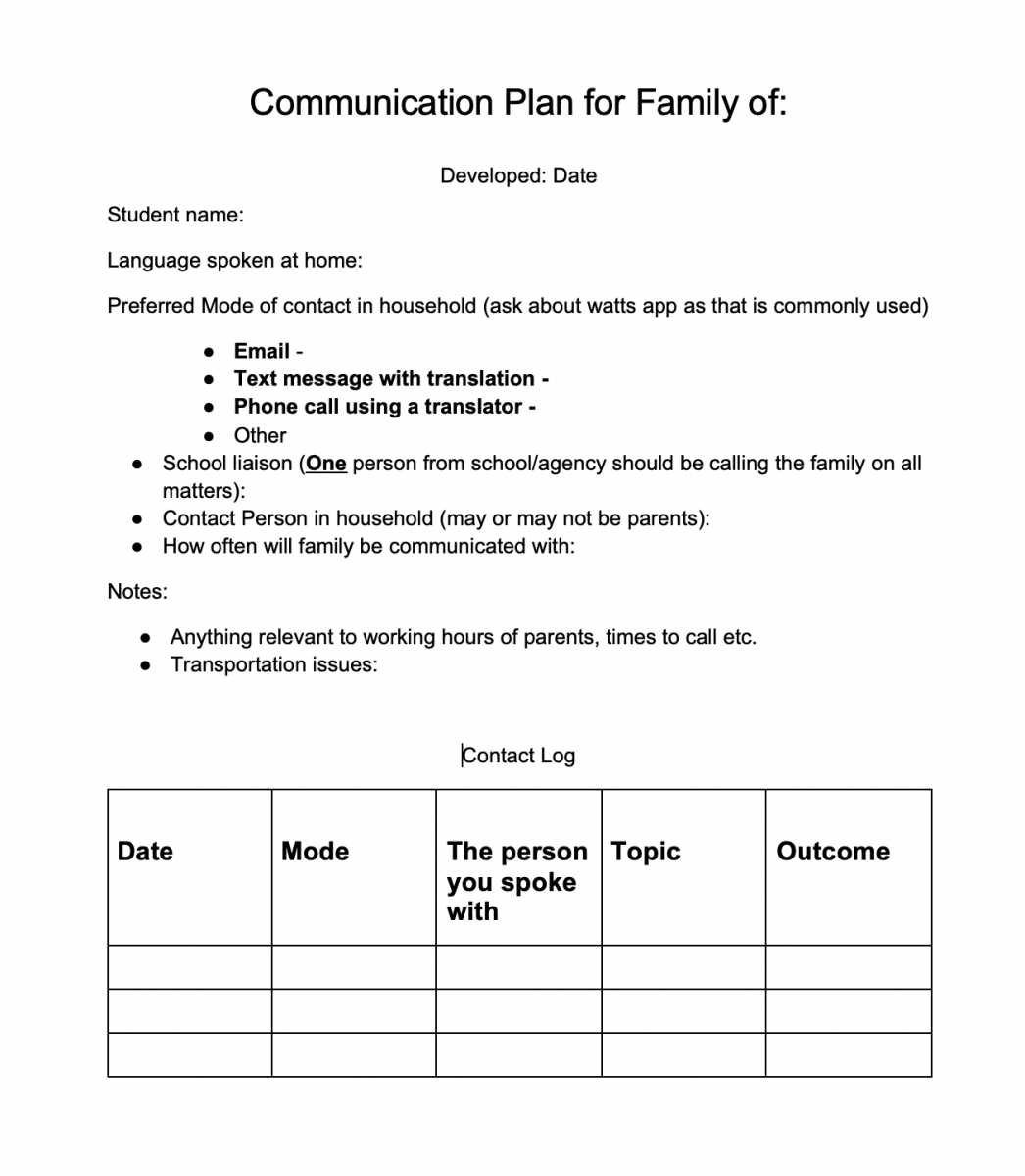 Sample Communication Plan