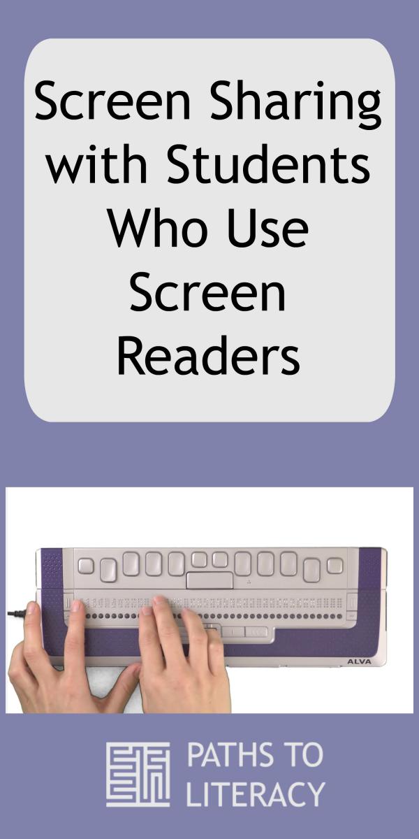 Collage of screen sharing with a screen reader