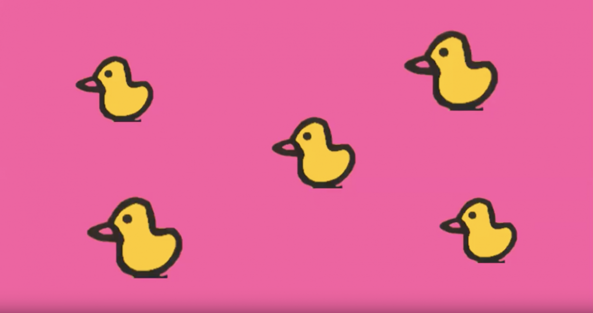 Page from PowerPoint book Pink background with yellow ducks