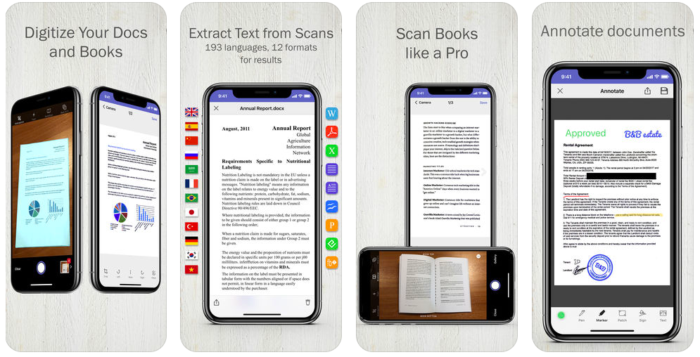 Screenshot of functions of PDF Scanner