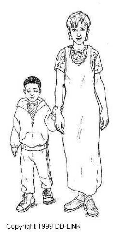 A child walking sighted guide with an adult.