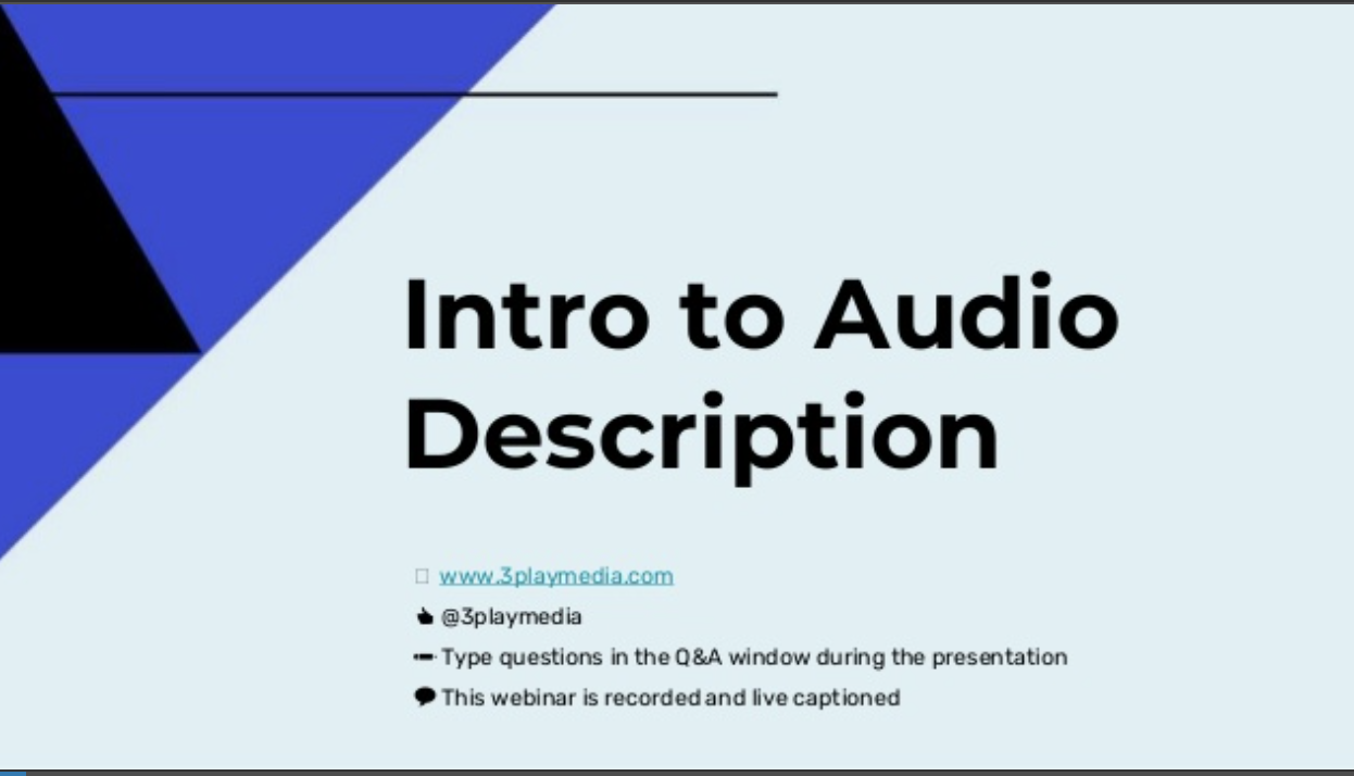 Introduction to Audio Description Paths to Literacy