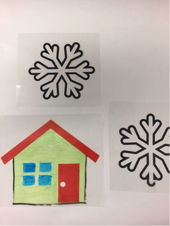 Snowflakes and house for lightbox story