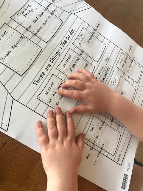 Click to enlarge view of reading braille on poster. Reading braille labels on poster