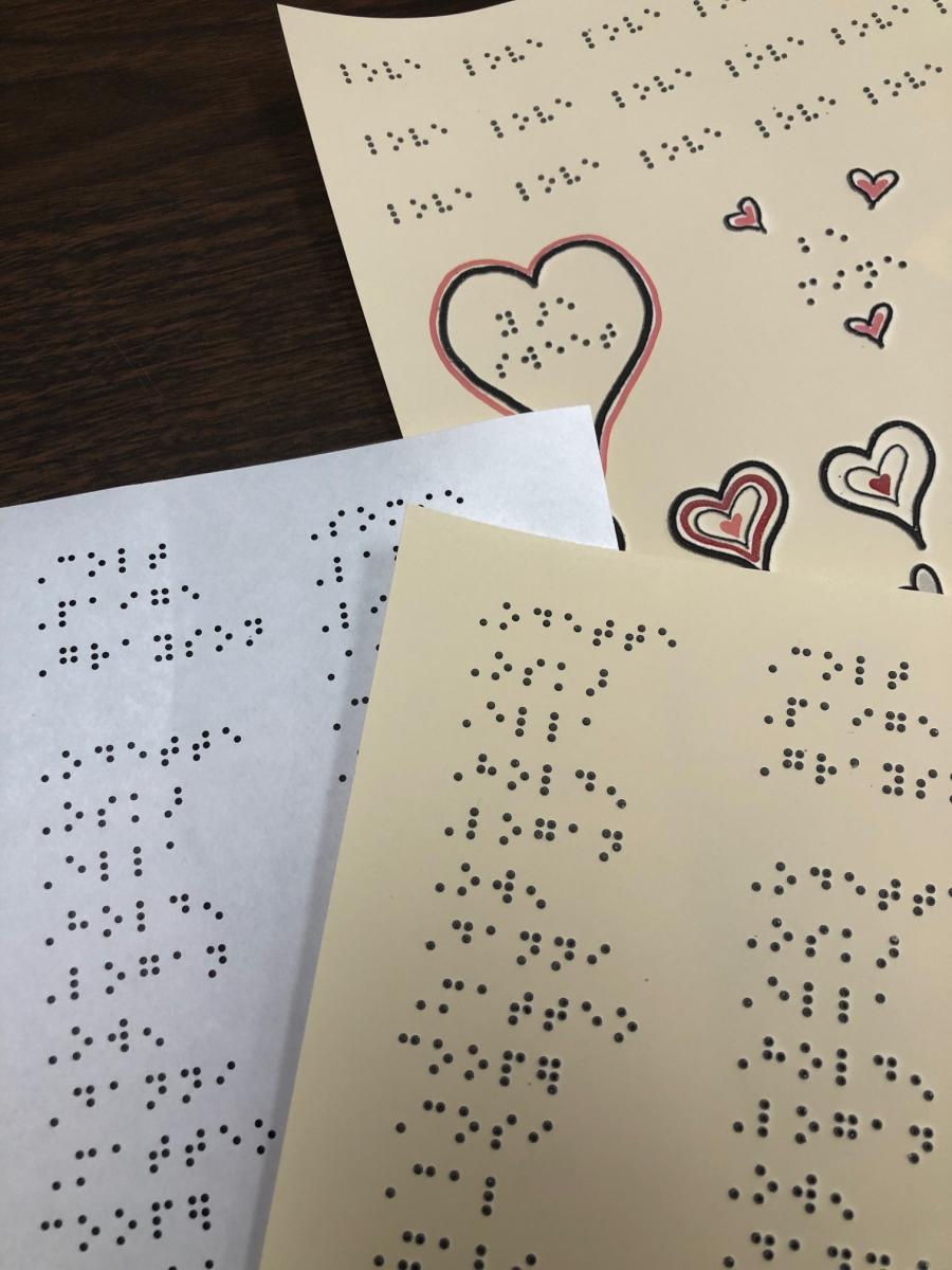 Name labels of students in class Braille name labels of students in class