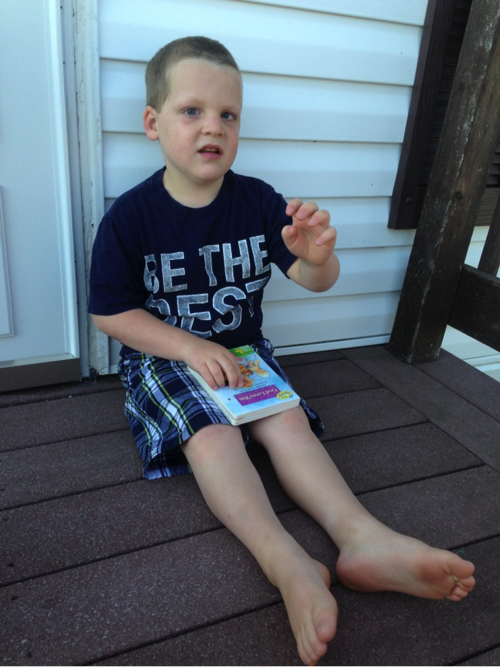 Reading on the back porch