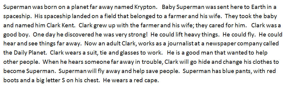 text of a Superman story