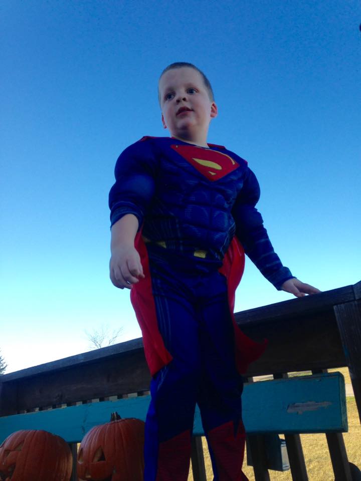 Liam in a superman costume