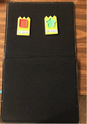 Notebook with tactile symbols attached