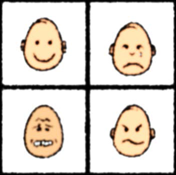 These symbols of feelings are intentionally blurred. Can you tell what they represent? Blurry symbols of feelings