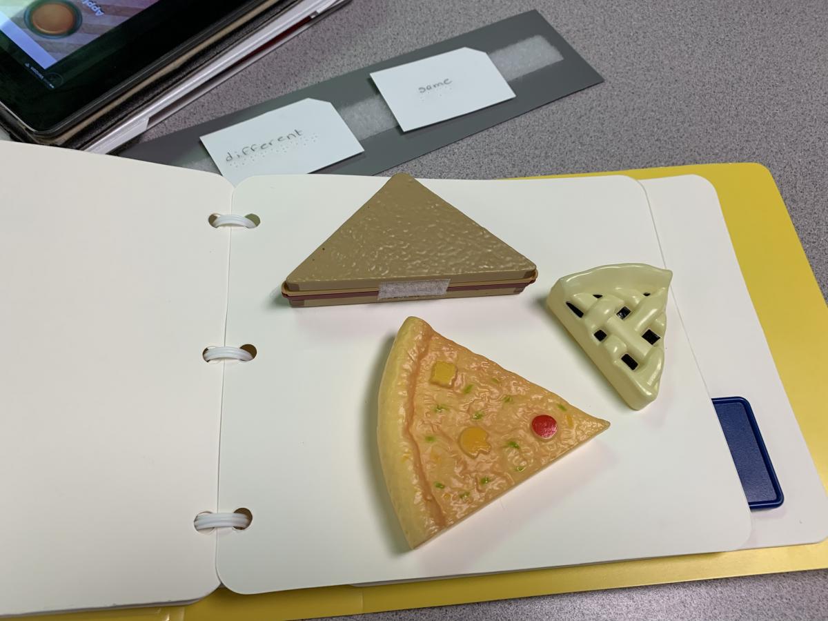 Three triangle-shaped food items: pizza, half of sandwich, and pie Three triangle-shaped food items: pizza, half of sandwich, and pie