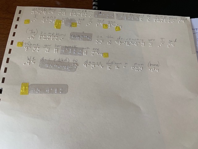 First draft of braille creative writing assignment