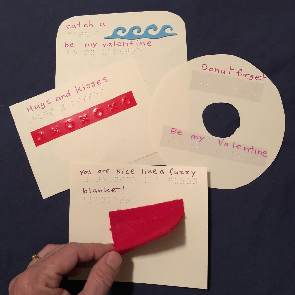 Click to enlarge the tactile Valentines. Tactile Valentine cards