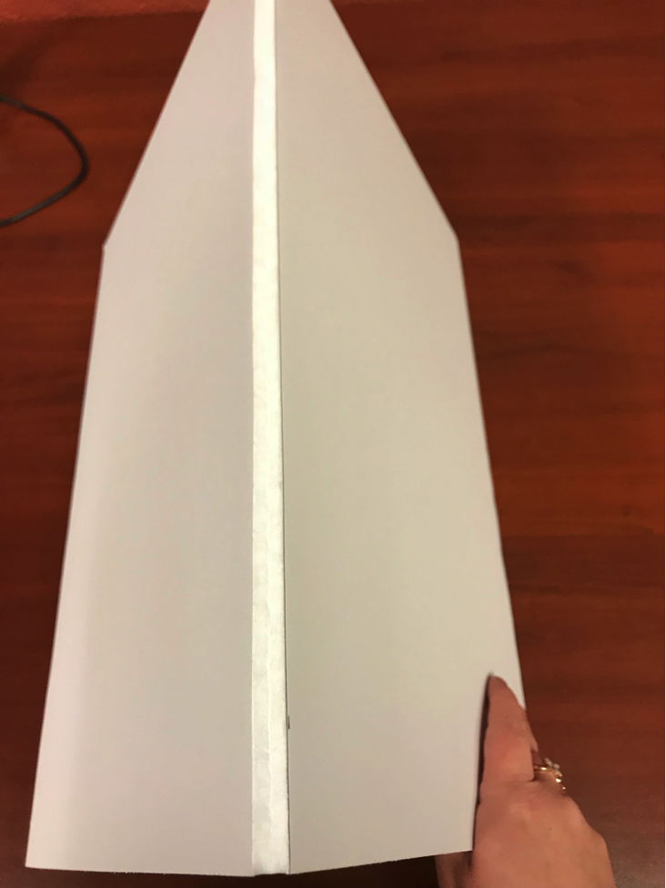 Foam board folded in half