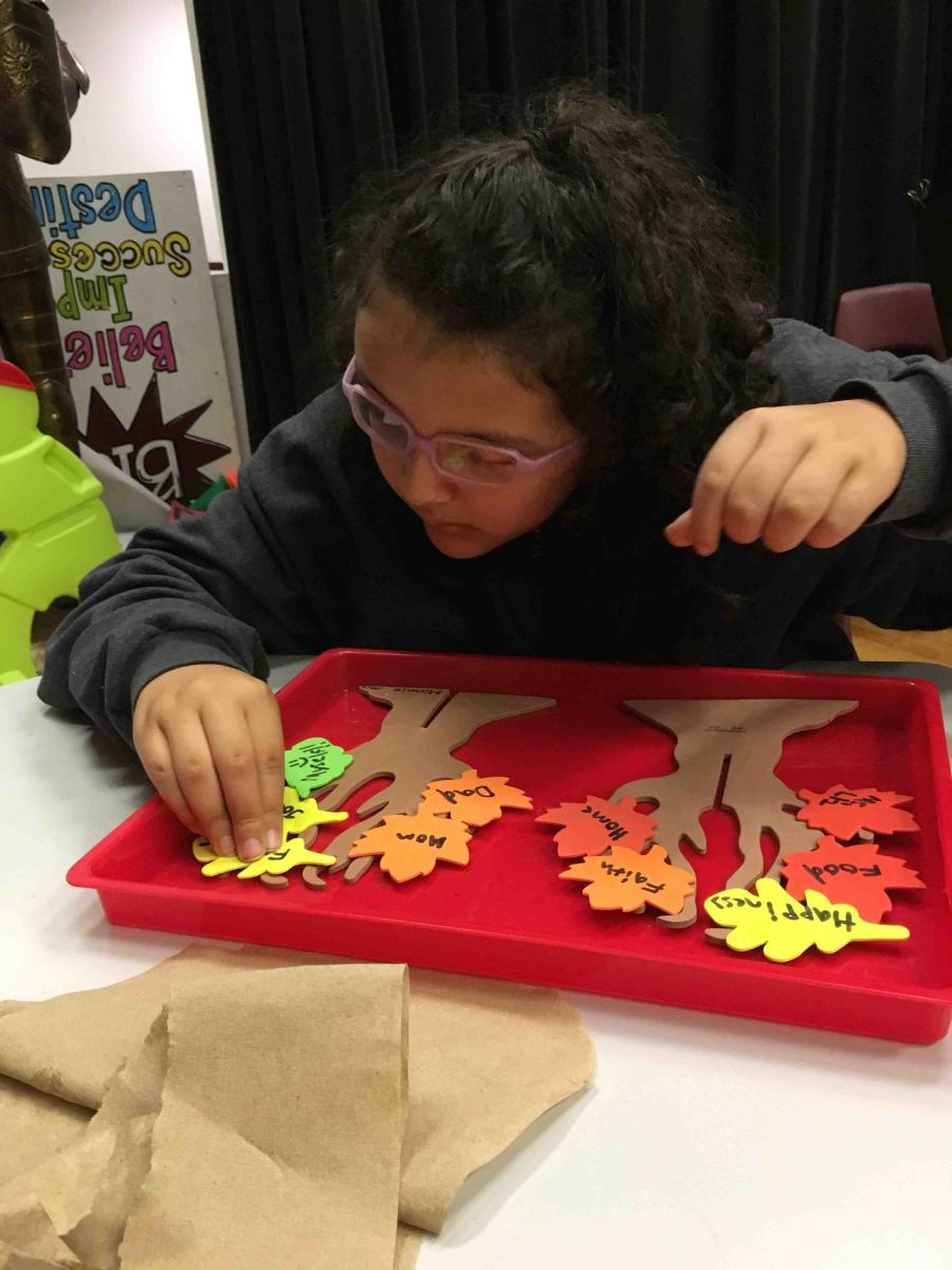 Placing leaves on the tree