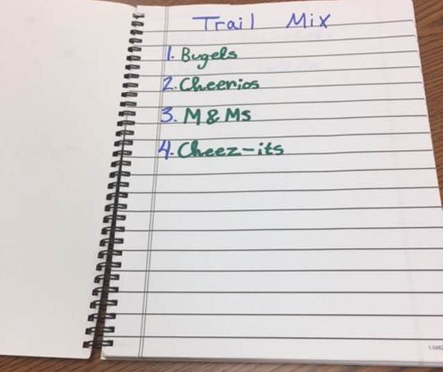 List of ingredients to make trail mix